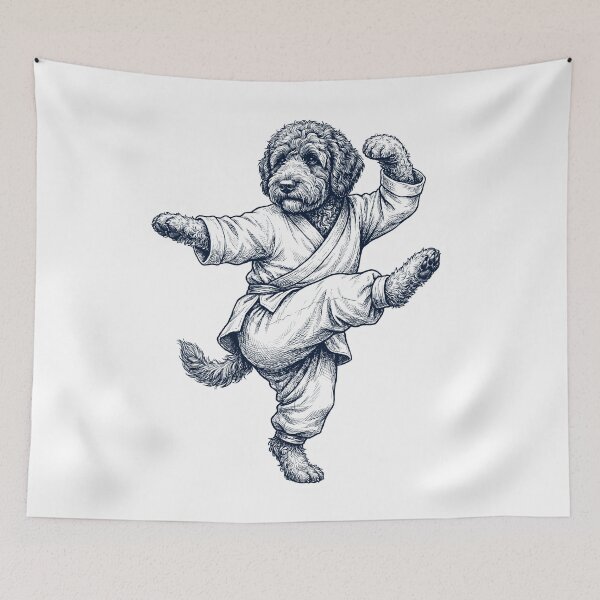 Item preview, Vintage Portuguese Water Dog Doing Kung Fu Martial Art Dog Lover designed and sold by TerryConnells.
