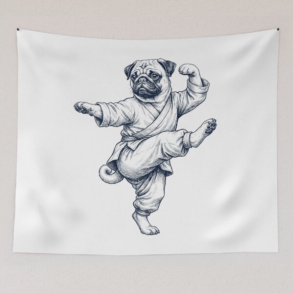 Artikelvorschau, Vintage-Mops beim Kung-Fu-Kampfkunst – Hundeliebhaber entworfen und verkauft von TerryConnells.