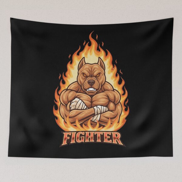 Item preview, Fiery Pitbull Fighter Mascot Gaming Design designed and sold by Omar-2D.