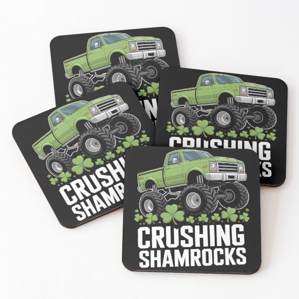 Item preview, St Patrick's Day Monster Truck crushing Shamrocks designed and sold by TyraYoung.
