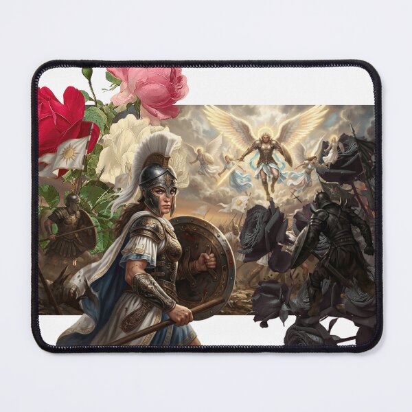Item preview, She is Kind to Her Shadows — Dark Warrior Woman Collage Art Print designed and sold by Nyxniverse.