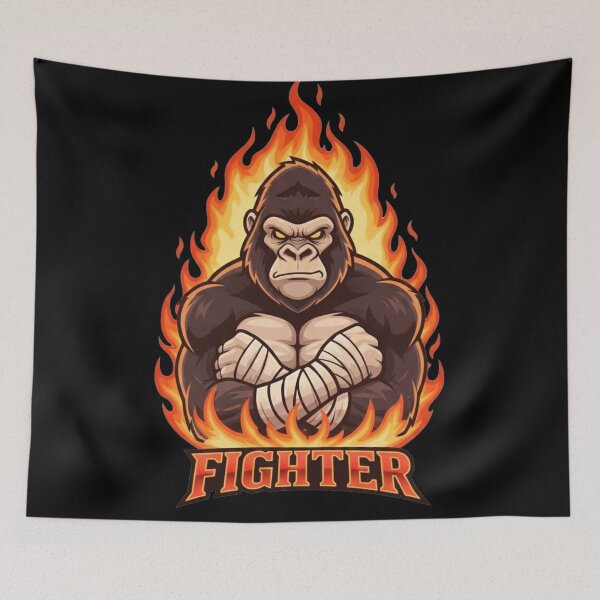 Item preview, Fiery Gorilla Fighter Mascot Gaming Design designed and sold by Omar-2D.