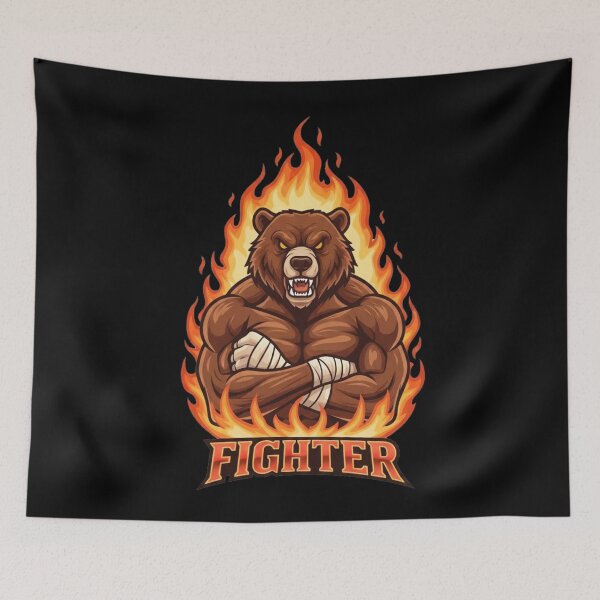 Item preview, Fiery Bear Fighter Mascot Gaming Design designed and sold by Omar-2D.