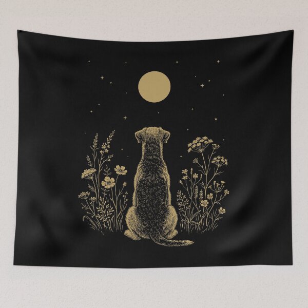 Item preview, Airedale Terrier Moon Night Flower Minimalist Boho Dog Lover designed and sold by DoodleTortle.