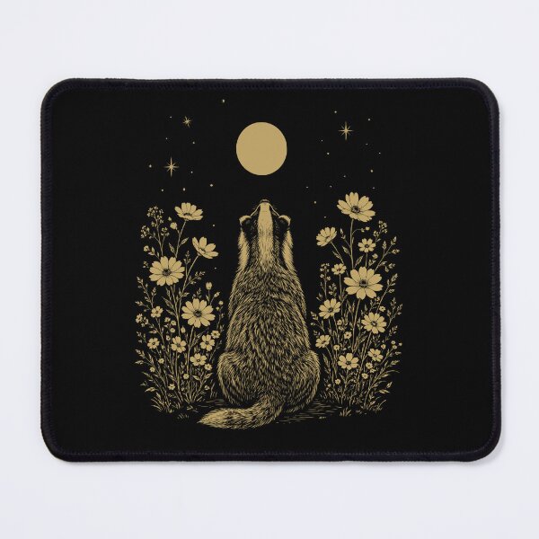 Item preview, Badger Moon Night Flower Minimalist Boho Lover designed and sold by DoodleTortle.