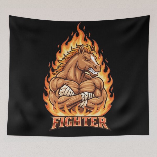 Item preview, Fiery Horse Fighter Mascot Gaming Design designed and sold by Omar-2D.
