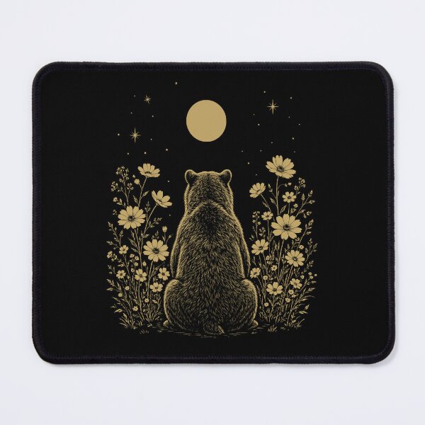 Item preview, Bear Moon Night Flower Minimalist Boho Lover designed and sold by DoodleTortle.