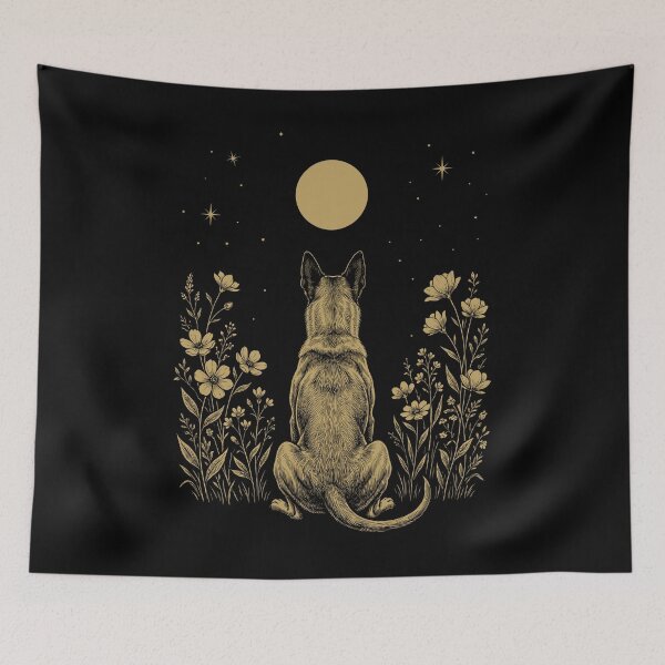 Item preview, Belgian Malinois Moon Night Flower Minimalist Boho Dog Lover designed and sold by DoodleTortle.