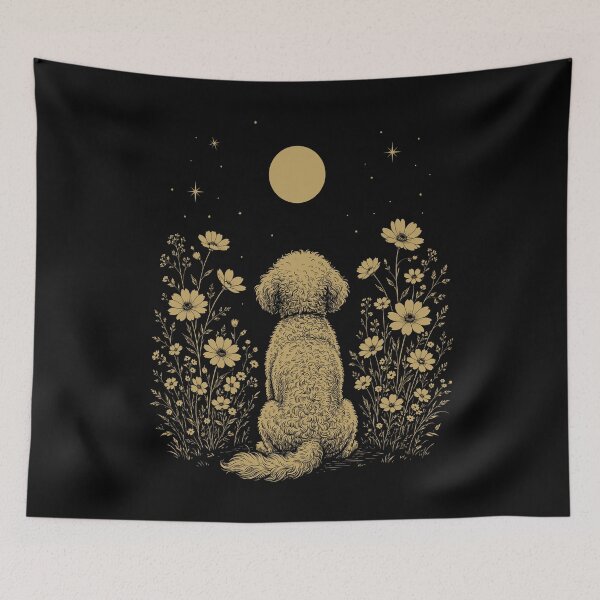 Item preview, Bichon Frise Moon Night Flower Minimalist Boho Dog Lover designed and sold by DoodleTortle.