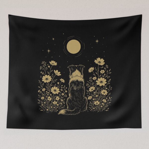 Item preview, Border Collie Moon Night Flower Minimalist Boho Dog Lover designed and sold by DoodleTortle.