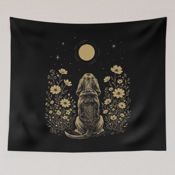 Item preview, Bloodhound Moon Night Flower Minimalist Boho Dog Lover designed and sold by DoodleTortle.