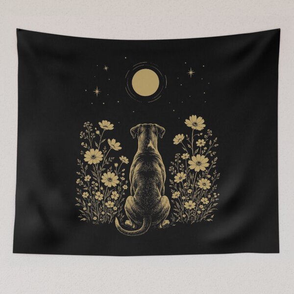 Item preview, Boxer Dog Moon Night Flower Minimalist Boho Dog Lover designed and sold by DoodleTortle.