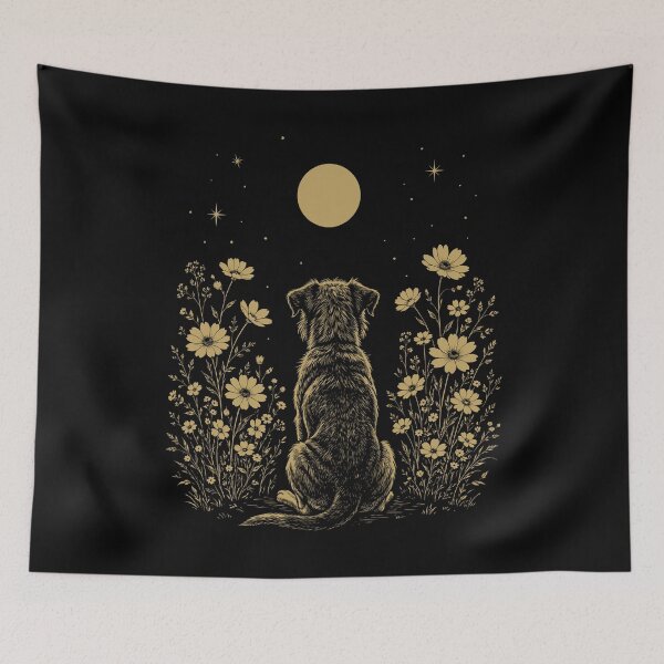 Item preview, Brussels Griffon Moon Night Flower Minimalist Boho Dog Lover designed and sold by DoodleTortle.