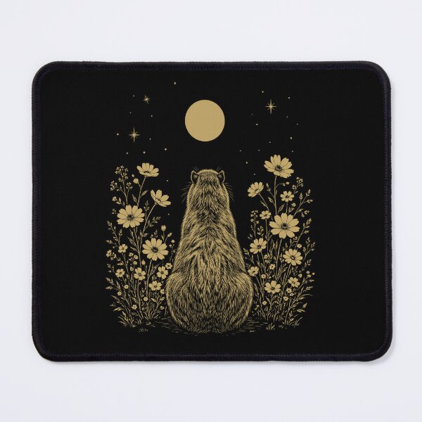 Item preview, Capybara Moon Night Flower Minimalist Boho Lover designed and sold by DoodleTortle.