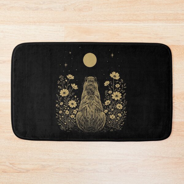Item preview, Capybara Moon Night Flower Minimalist Boho Lover designed and sold by DoodleTortle.