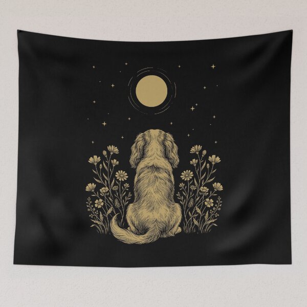 Item preview, Cavalier King Charles Spaniel Moon Night Flower Minimalist Boho Dog Lover designed and sold by DoodleTortle.