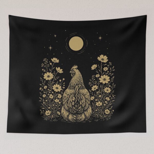 Item preview, Chicken Moon Night Flower Minimalist Boho Lover designed and sold by DoodleTortle.