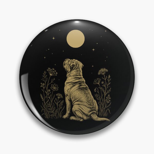 Item preview, Chinese Shar Pei Moon Night Flower Minimalist Boho Dog Lover designed and sold by DoodleTortle.