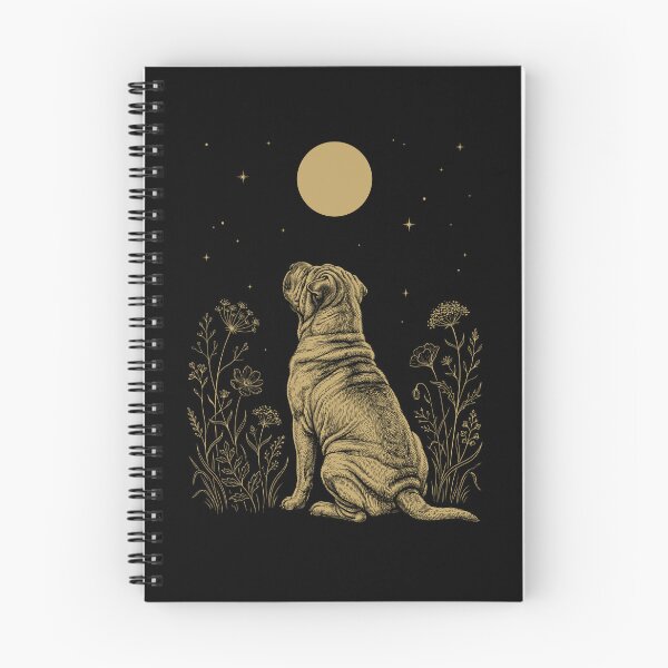 Item preview, Chinese Shar Pei Moon Night Flower Minimalist Boho Dog Lover designed and sold by DoodleTortle.