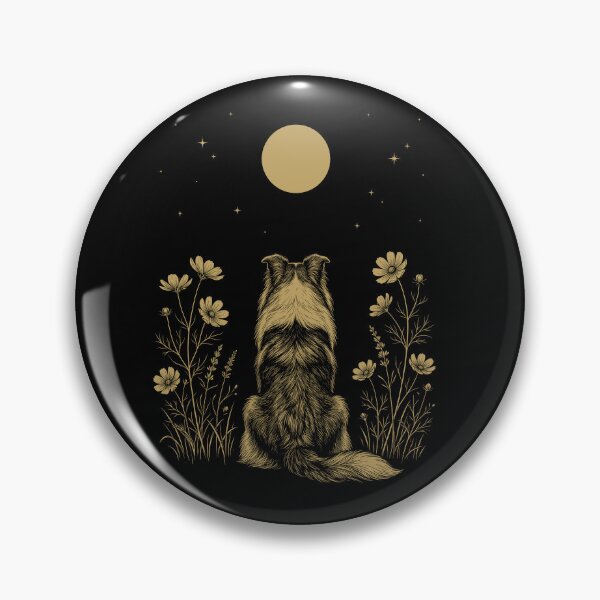 Aperçu de l'œuvre Collie Moon Night Flower Minimalist Boho Dog Lover créée et vendue par DoodleTortle.