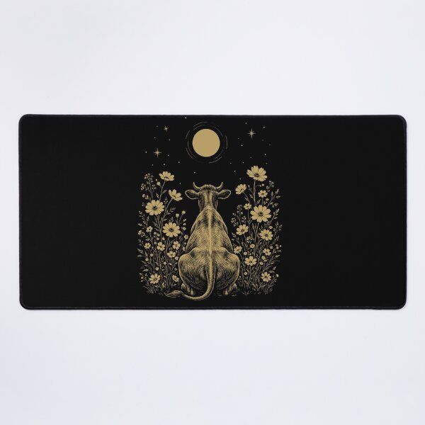 Item preview, Cow Moon Night Flower Minimalist Boho Lover designed and sold by DoodleTortle.