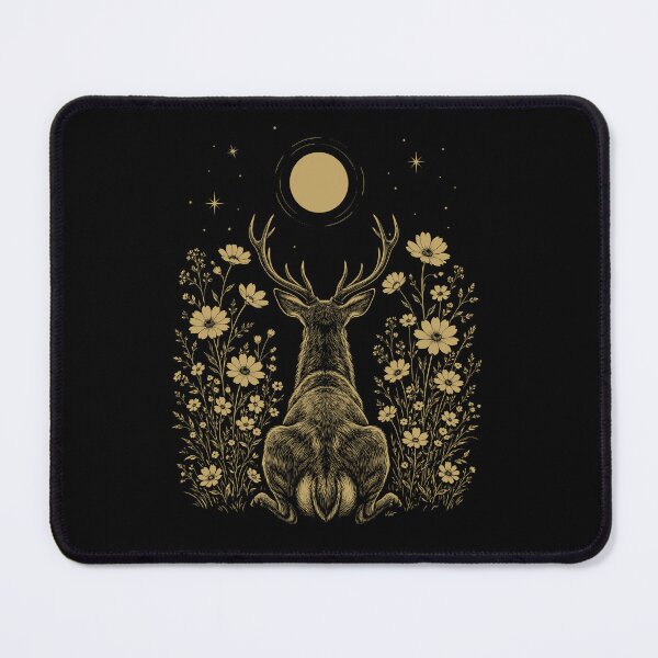 Item preview, Deer Moon Night Flower Minimalist Boho Lover designed and sold by DoodleTortle.