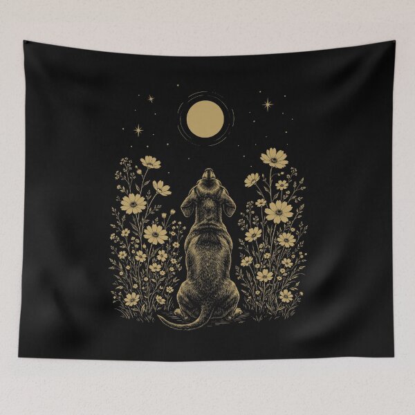 Item preview, Perro salchicha Luna Noche Flor Minimalista Boho Amante de los Perros designed and sold by DoodleTortle.