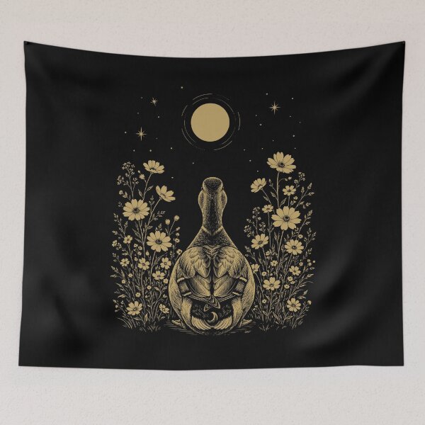 Item preview, Duck Moon Night Flower Minimalist Boho Lover designed and sold by DoodleTortle.