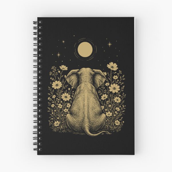 Item preview, Elephant Moon Night Flower Minimalist Boho Lover designed and sold by DoodleTortle.