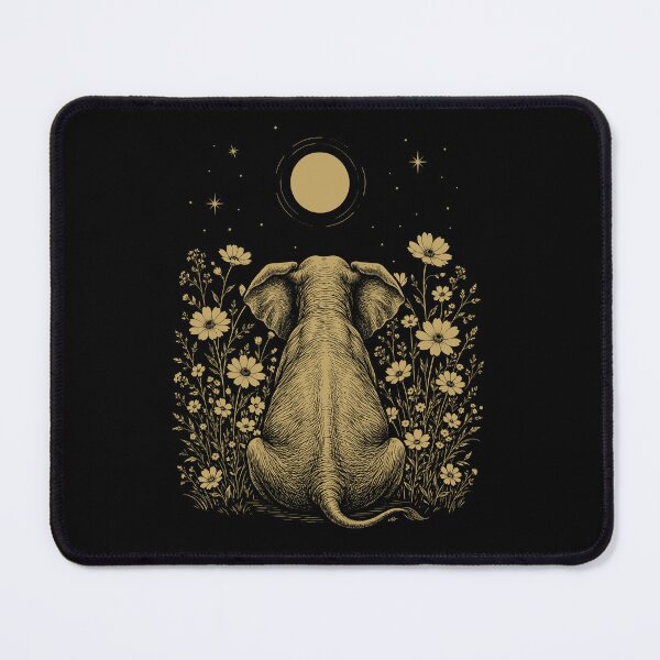 Item preview, Elephant Moon Night Flower Minimalist Boho Lover designed and sold by DoodleTortle.
