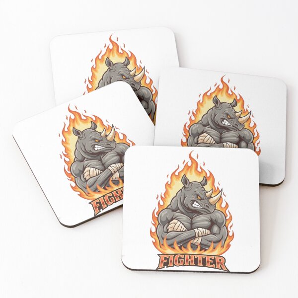 Item preview, Fiery Rhino Fighter Mascot Gaming Design designed and sold by Omar-2D.