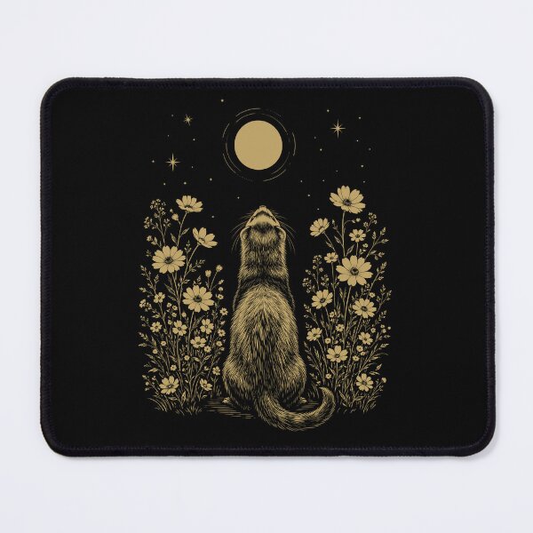 Item preview, Ferret Moon Night Flower Minimalist Boho Lover designed and sold by DoodleTortle.