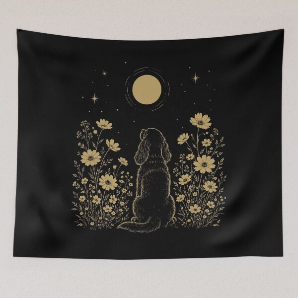 Item preview, English Springer Spaniel Moon Night Flower Minimalist Boho Dog Lover designed and sold by DoodleTortle.