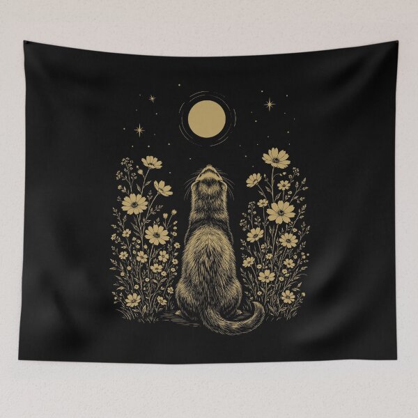 Item preview, Ferret Moon Night Flower Minimalist Boho Lover designed and sold by DoodleTortle.