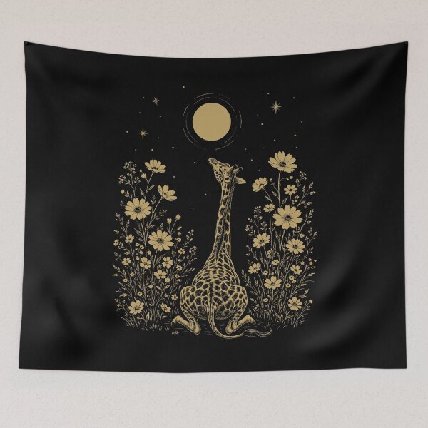 Item preview, Giraffe Moon Night Flower Minimalist Boho Lover designed and sold by DoodleTortle.