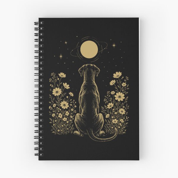 Artikelvorschau, Deutsche Dogge, Mondnacht, Blume, minimalistisch, Boho, Hundeliebhaber entworfen und verkauft von DoodleTortle.