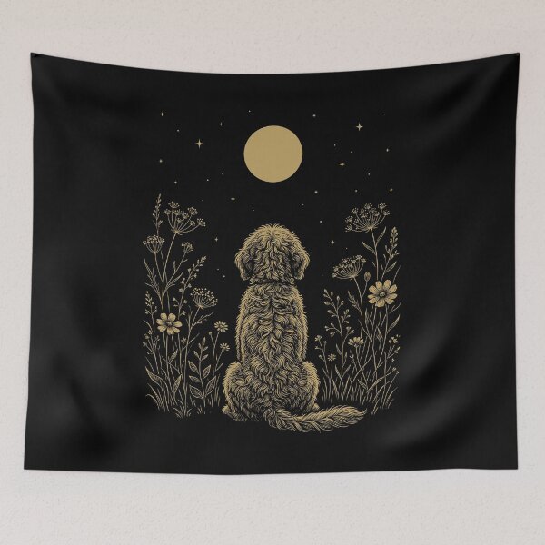 Item preview, Goldendoodle Moon Night Flower Minimalist Boho Dog Lover designed and sold by DoodleTortle.