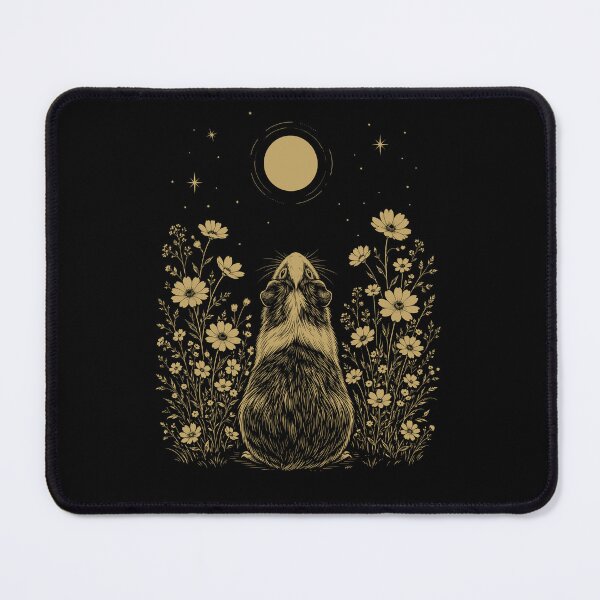 Item preview, Guinea Pig Moon Night Flower Minimalist Boho Lover designed and sold by DoodleTortle.