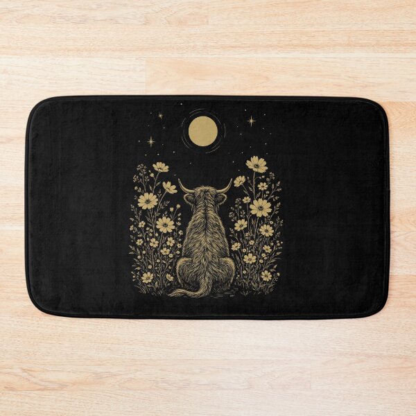 Item preview, Highland Cow Moon Night Flower Minimalist Boho Lover designed and sold by DoodleTortle.