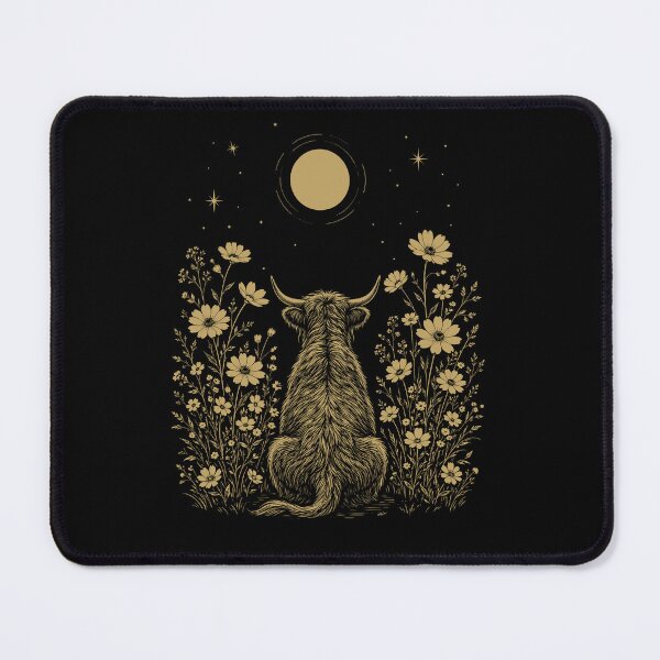 Item preview, Highland Cow Moon Night Flower Minimalist Boho Lover designed and sold by DoodleTortle.
