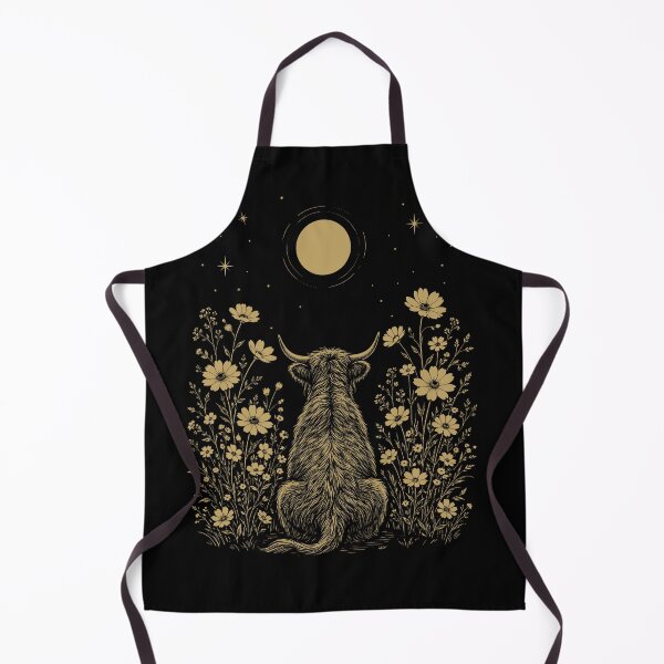 Item preview, Highland Cow Moon Night Flower Minimalist Boho Lover designed and sold by DoodleTortle.