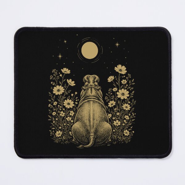 Item preview, Hippo Moon Night Flower Minimalist Boho Lover designed and sold by DoodleTortle.