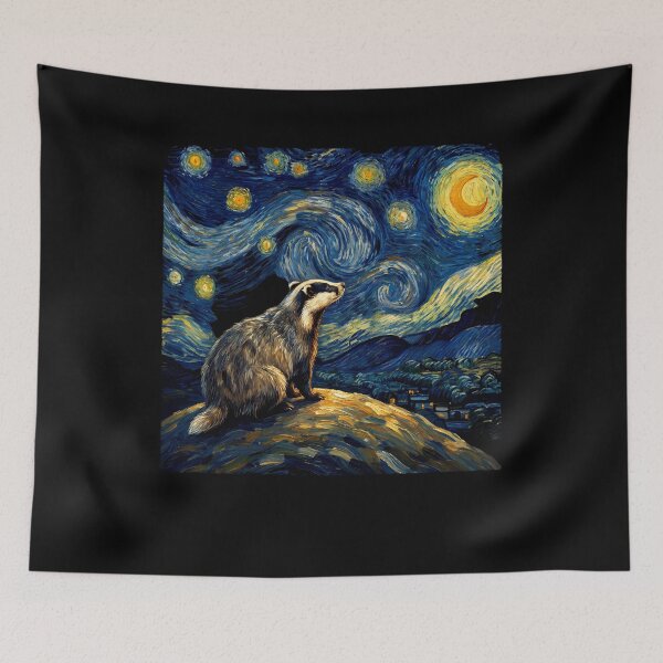 Item preview, Badger Starry Night Van Gogh Art Lover designed and sold by TerryConnells.