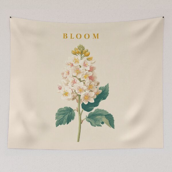 Item preview, Chestnut Blossom Bloom – Elegant Floral Illustration with Botanical Typography designed and sold by BobaBunny76.