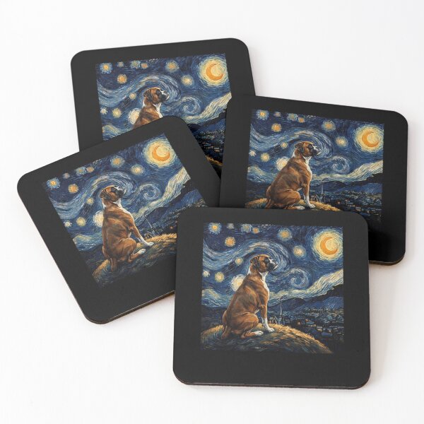 Artikelvorschau, Boxerhund Sternennacht Van Gogh Kunst Hundeliebhaber entworfen und verkauft von TerryConnells.