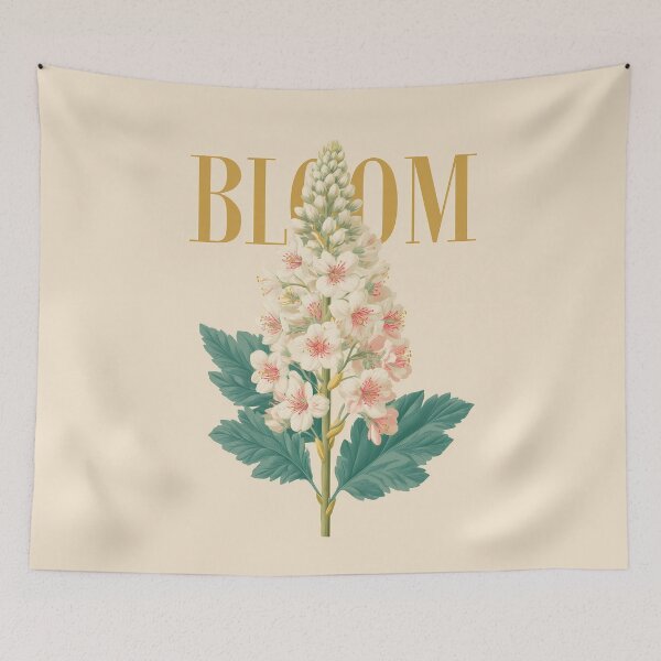 Item preview, Chestnut Blossom Bloom – Elegant Floral Illustration with Botanical Typography designed and sold by BobaBunny76.