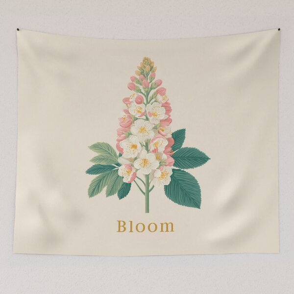 Item preview, Chestnut Blossom Bloom – Elegant Floral Illustration with Botanical Typography designed and sold by BobaBunny76.