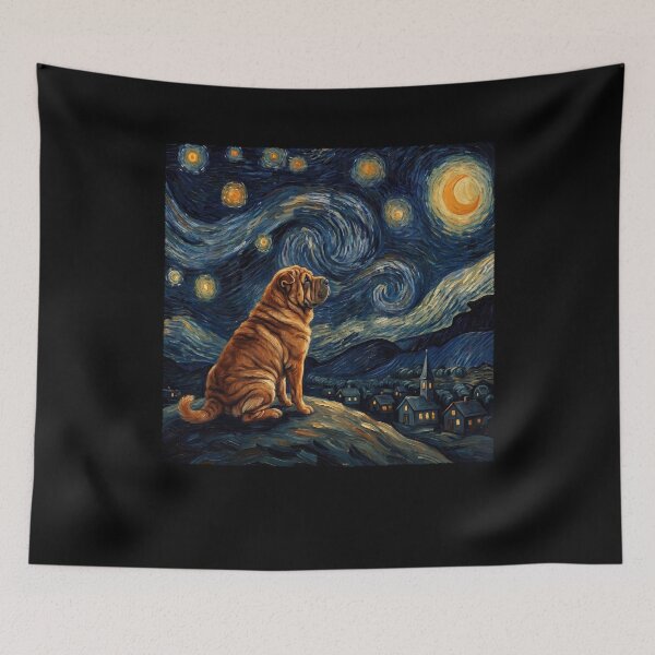 Item preview, Chinese Shar Pei Starry Night Van Gogh Art Dog Lover designed and sold by TerryConnells.