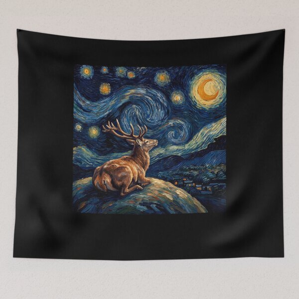 Item preview, Deer Starry Night Van Gogh Art Lover designed and sold by TerryConnells.
