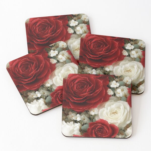 Item preview, Classic Crimson and Ivory English Rose Brocade Pattern designed and sold by Nine Lives Studio.